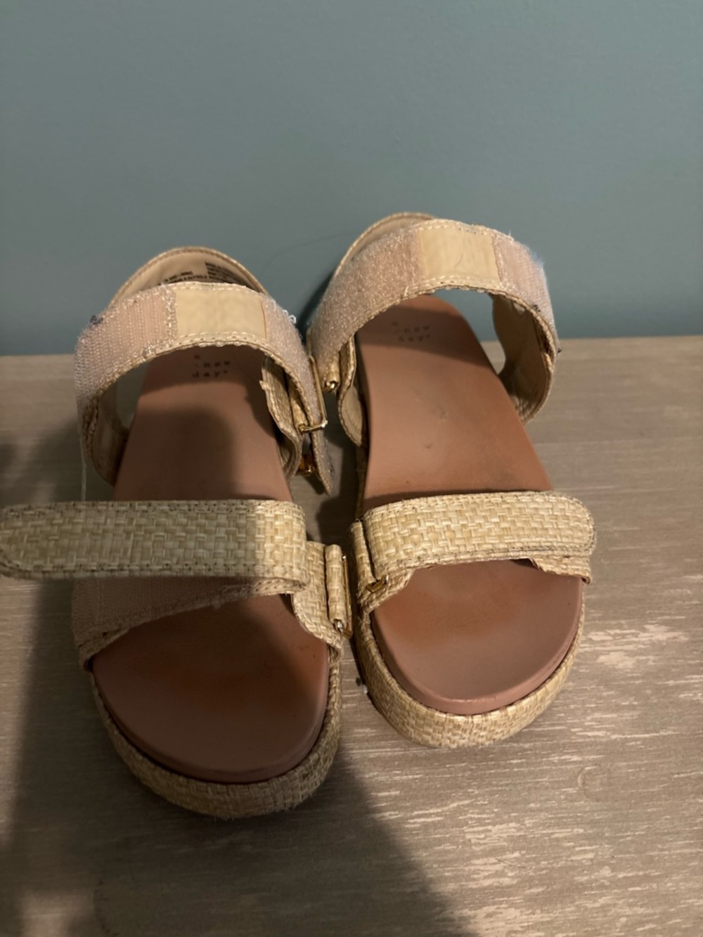 Women's Beige Platform Sandals with Woven Straps